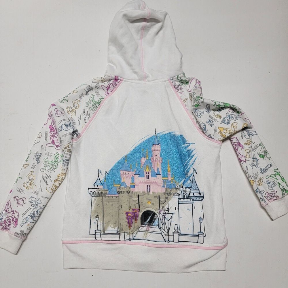 Disney Parks Sweatshirt Women's Small Castle Graphic Hoodie Sketch Graphic